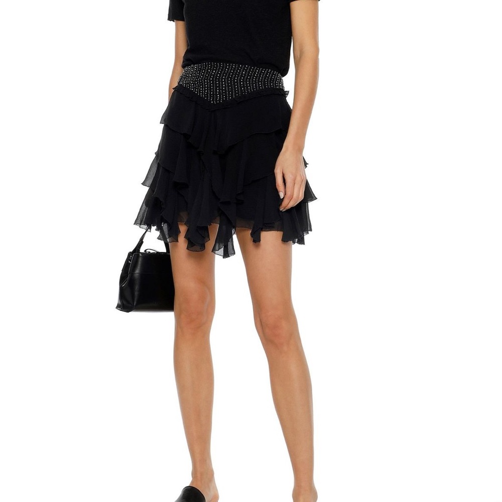 LOVE SAM,Tiered bead-embellished ruffled  skirt